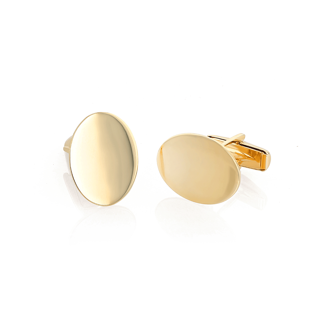 14k Yellow Gold Oval Cufflinks