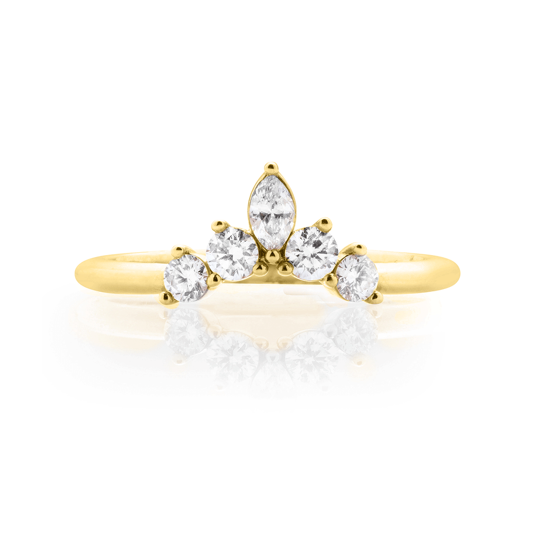 18k Yellow Gold Round and Marquise Diamonds .35 Total Weight Band