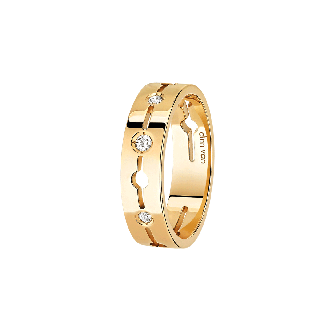 Dinh Van Pulse 18k Yellow Gold and Diamond Ring