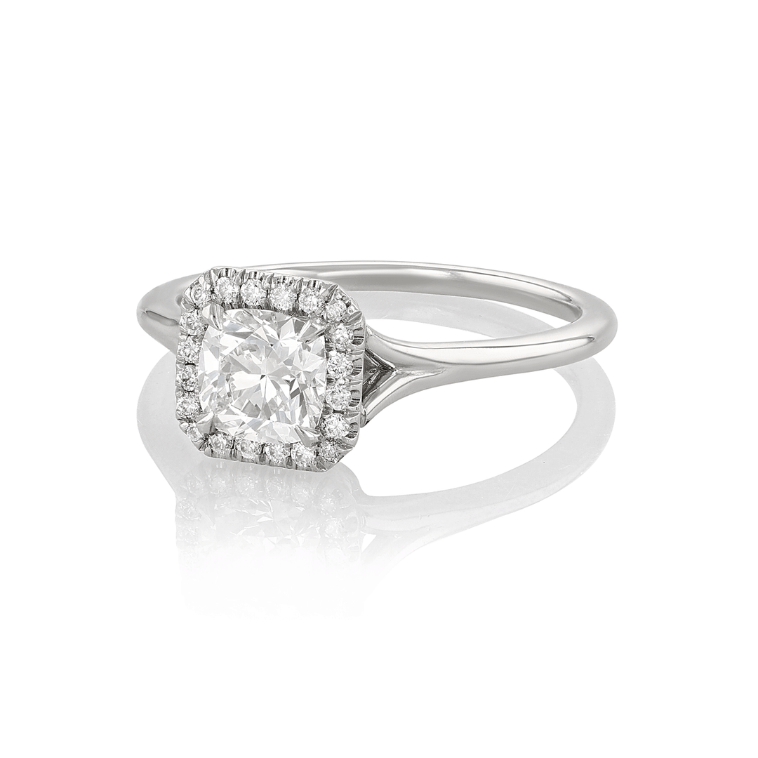 Hamilton Lisette Collection Platinum and 0.72 Total Weight Cushion Diamond Engagement Ring