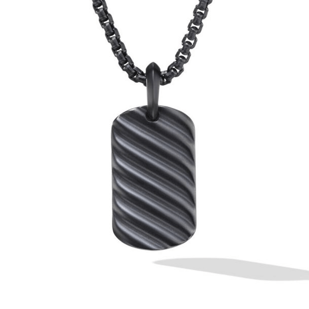 David Yurman Sculpted Cable Tag in Black Titanium