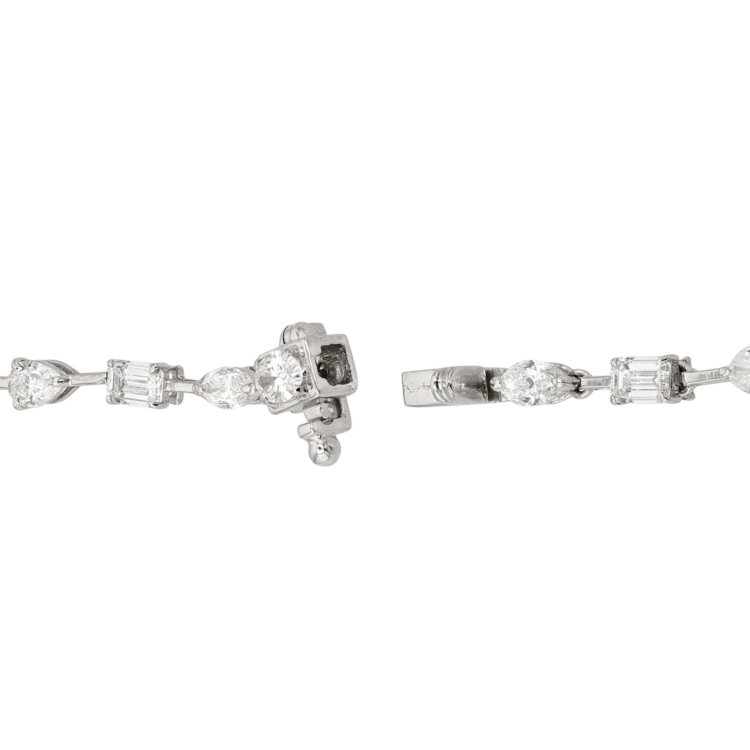 18k White Gold and Mixed Shapes Diamond Lariet Necklace