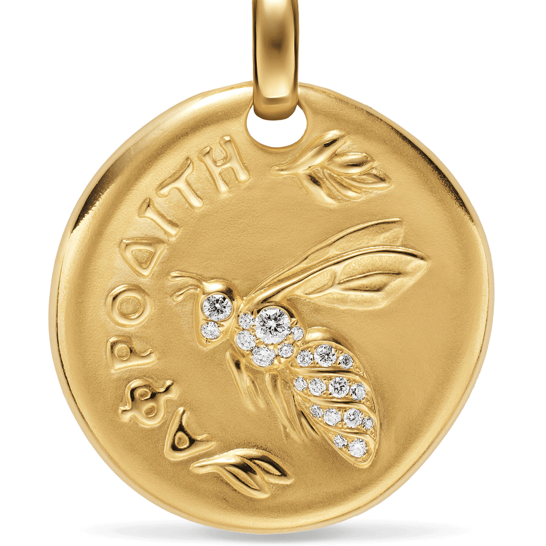 David Yurman Aphrodite Medallion Amulet 18K Yellow Gold with Diamonds, 28.3mm