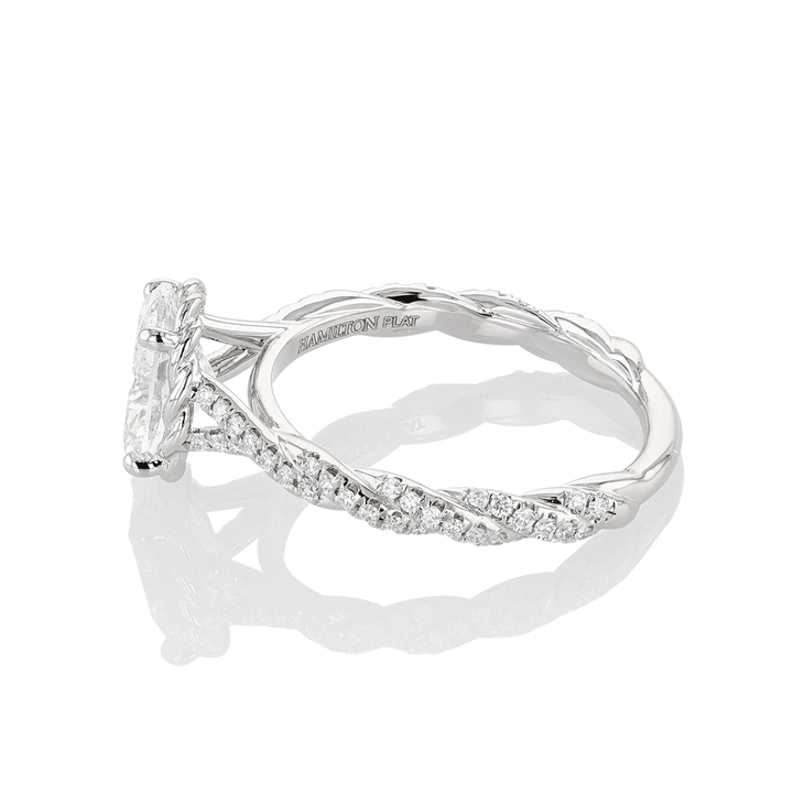 Platinum and 1.50 Total Weight Oval Cut Diamond Twist Engagment Ring