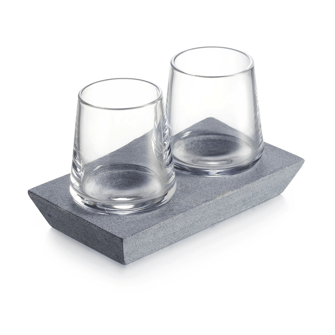 Simon Pearce Alpine Whiskey Set of 2 Soapstone Base