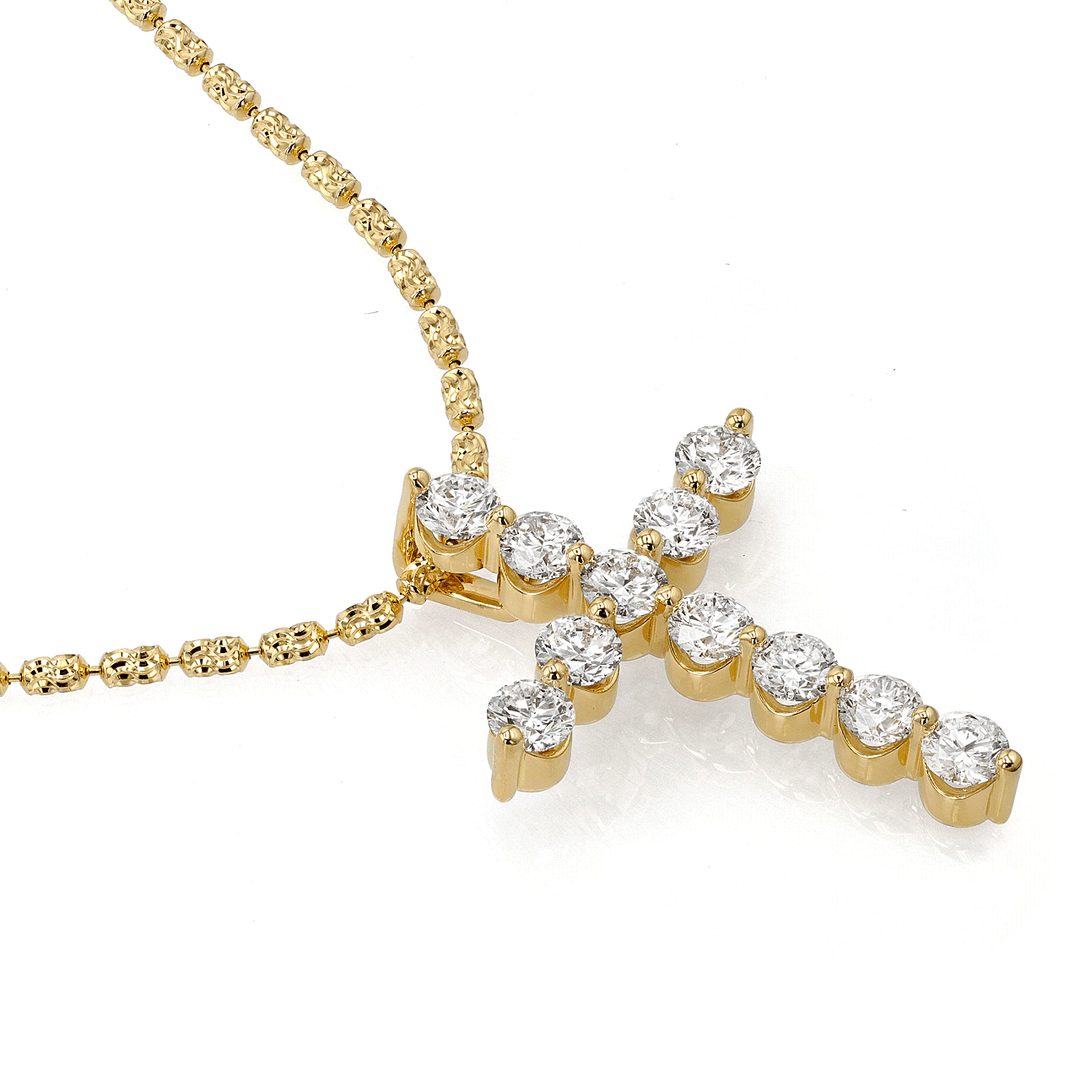 Hamilton Collection 18k Yellow Gold and 3.63 Total Weight Diamond Cross Pendant