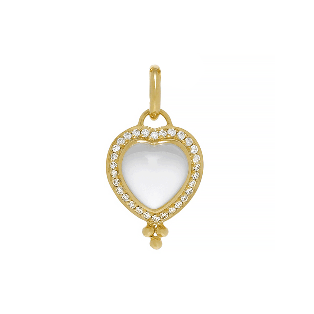 Temple St. Clair 18k Yellow Gold Pave Heart Pendant Medium