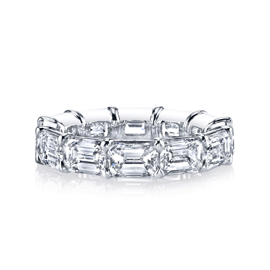 Platinum and Emerald Cut Diamond 3.18 Total Weight Eternity Band