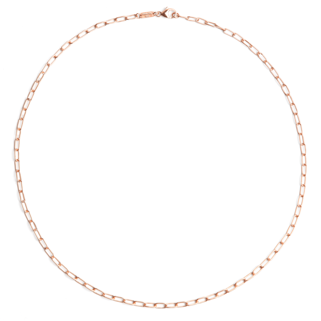 14k Rose Recycled Gold Small 2.6mm Long Link Chain 16" Necklace