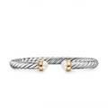 David Yurman Cable Flex® Bracelet Sterling Silver with 14K Yellow Gold and Pearls, 6mm Medium