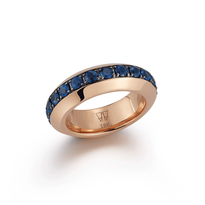 Walters Faith Grant 18k Rose Gold and Blue Sapphire Angled Band Ring