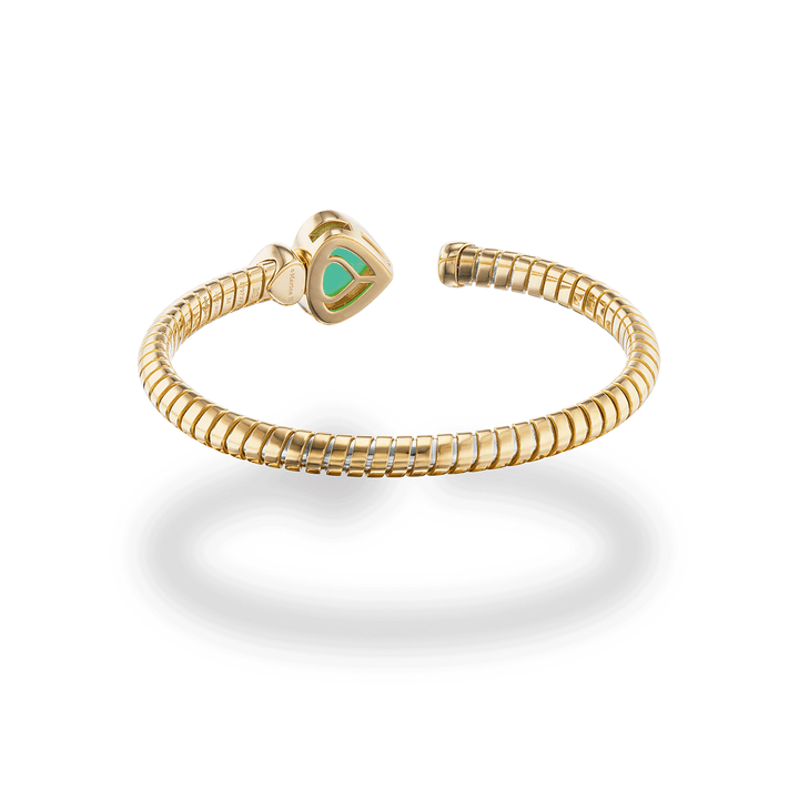 Marina B Trisola 18k Yellow Gold Chrysoprase and Diamond Bangle
