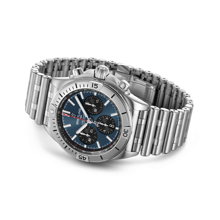 Breitling Steel Chronomat 42mm Blue Dial # AB0134101C1A1