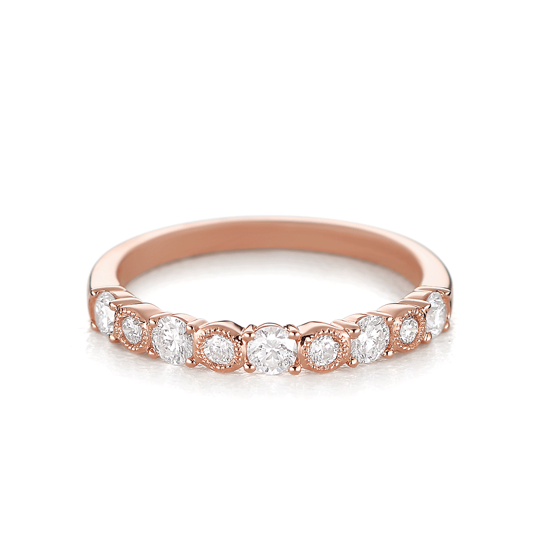Heritage 18k Rose Gold and .50 Total Weight Diamond Half Way Band