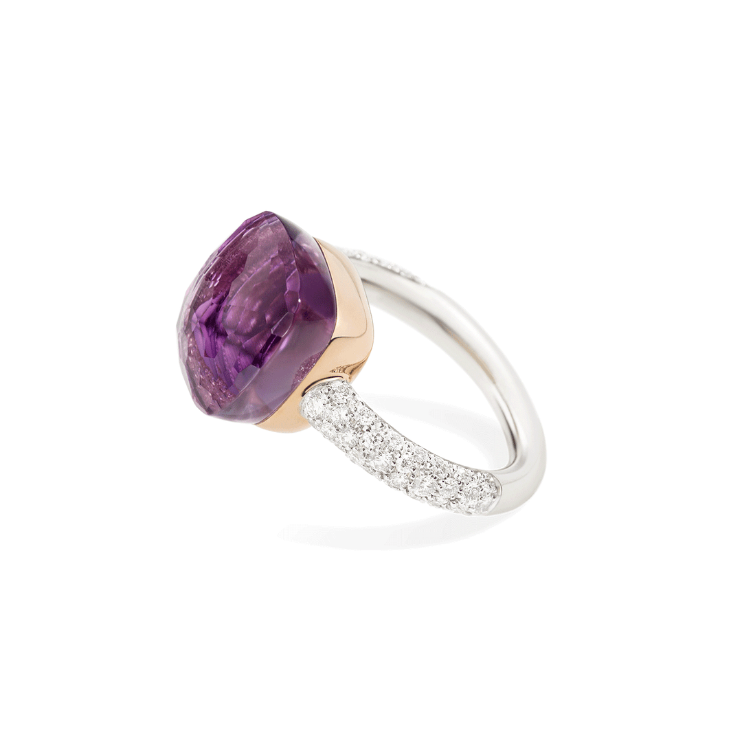 Pomellato Pomellato Nudo Classic 18k Rose White Gold Amethyst and Diamond Ring