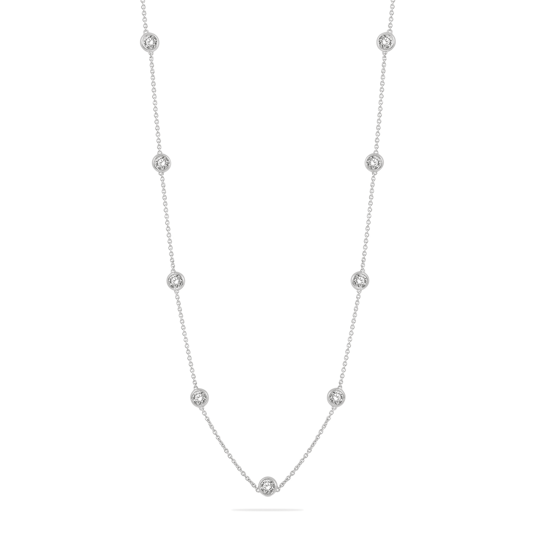 14k White Gold and Diamond By The Yard 2.00 Total Weight 18 Inch Necklace