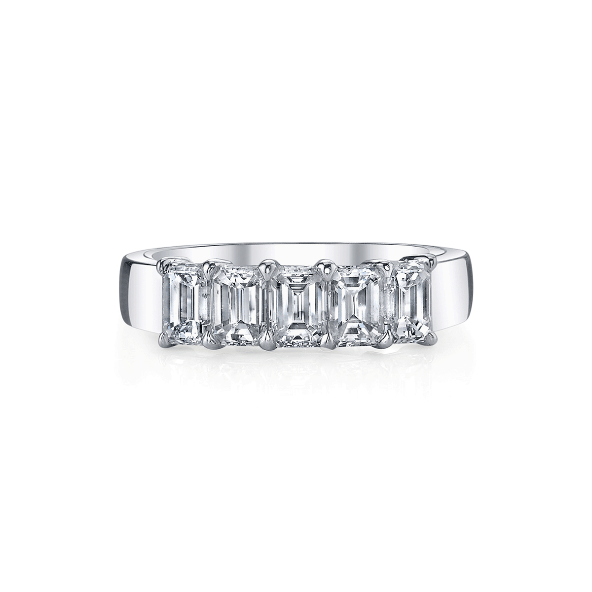 Platinum and Emerald Cut Diamond 3.53 Total Weight Band