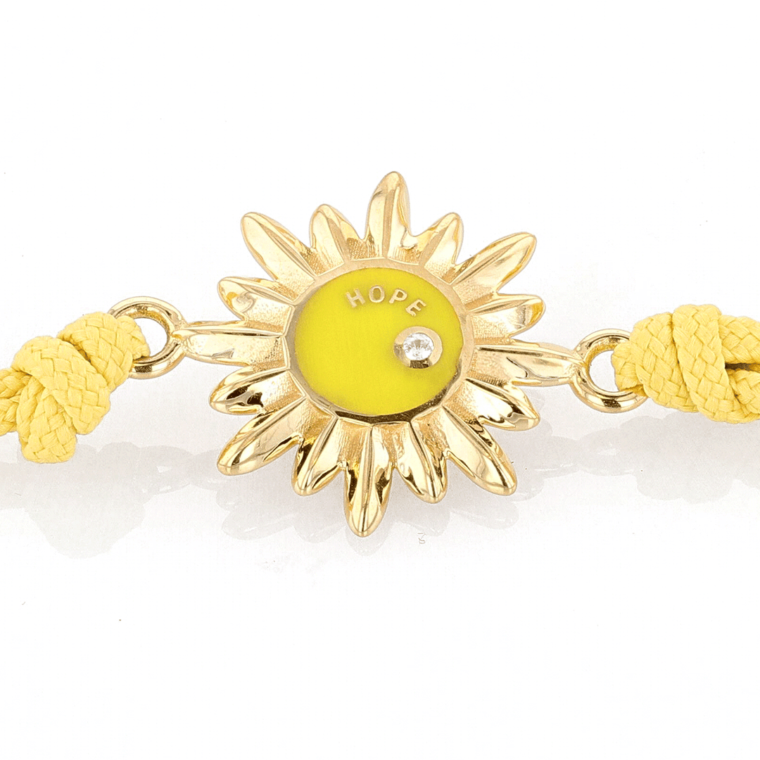 Charms of Hope 18k Sunflower with Yellow Cord Bracelet