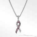 David Yurman Cable Collectibles Ribbon Necklace in Sterling Silver with Pavé Pink Sapphires
