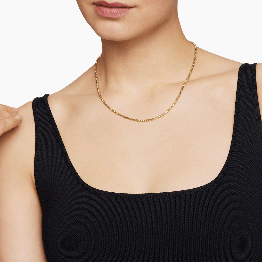 David Yurmn Box Chain Necklace 18k Yellow Gold, 2.7mm