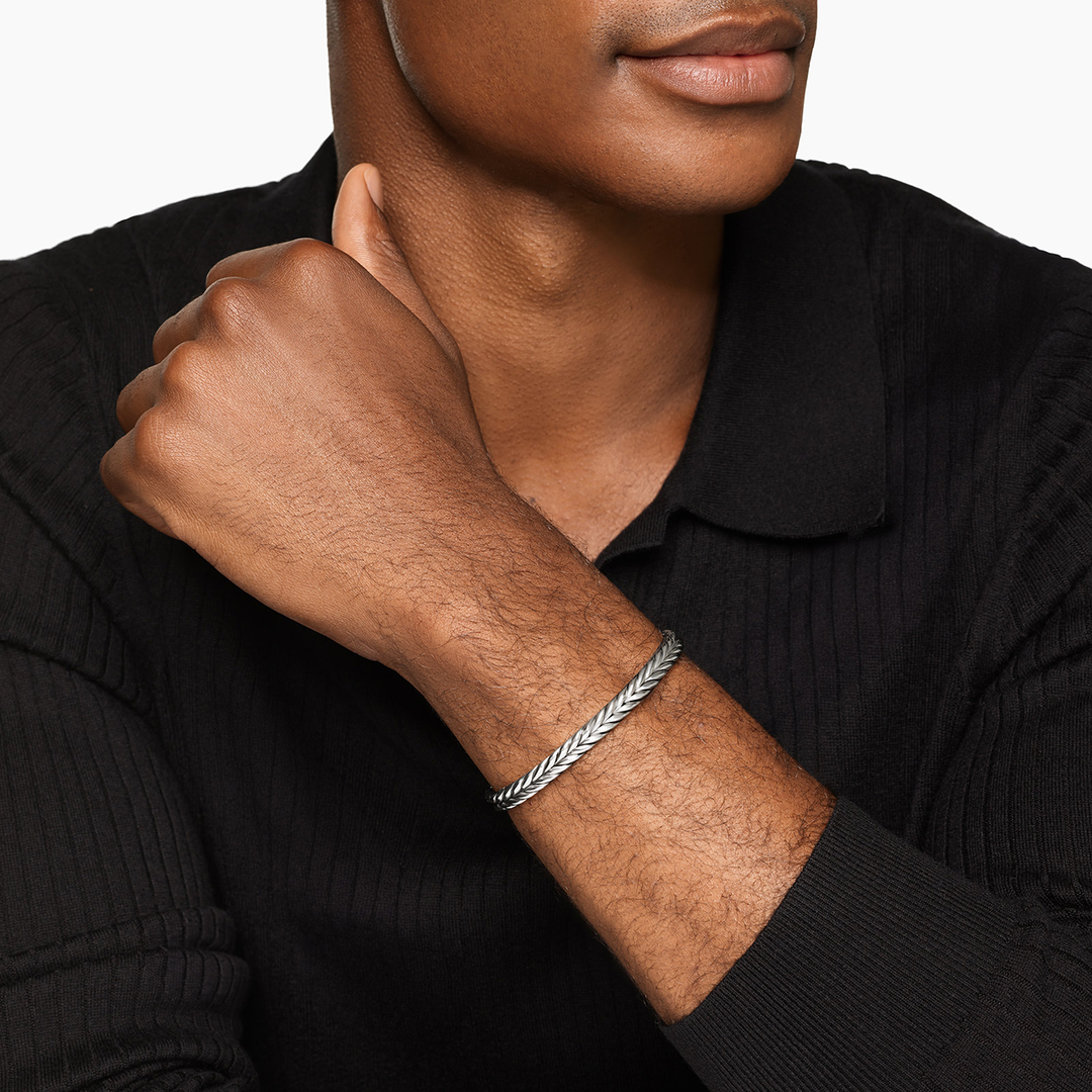 David Yurman Chevron Flex Bracelet Sterling Silver, 6.4mm