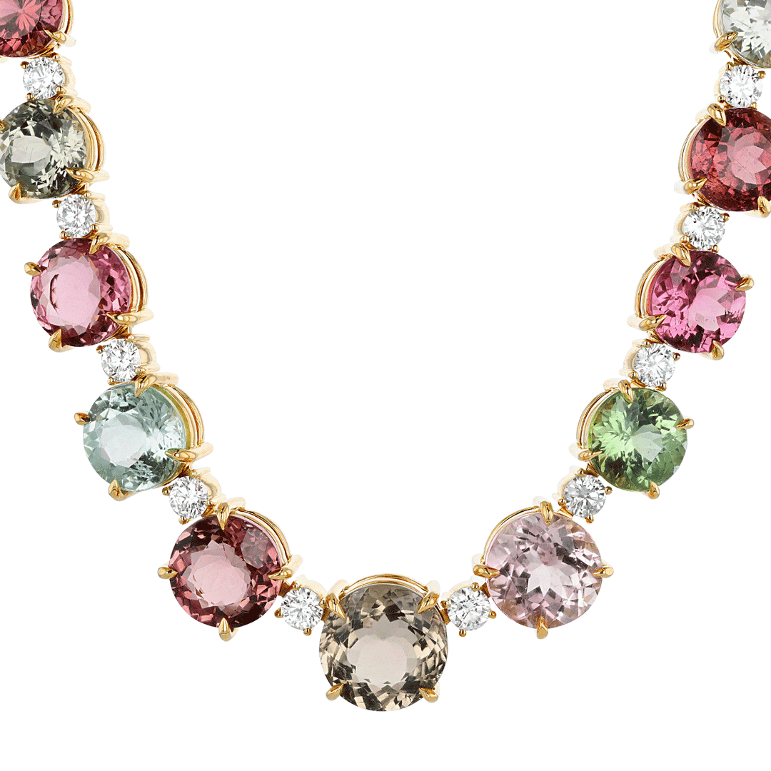 Private Reserve 18k Yellow Gold and Multi Color Tourmaline Necklace