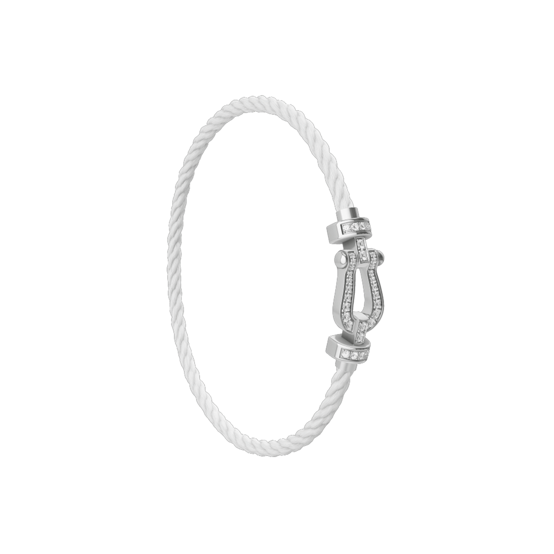 FRED White Cord Bracelet with 18W Diamond MD Buckle, Exclusively at Hamilton Jewelers