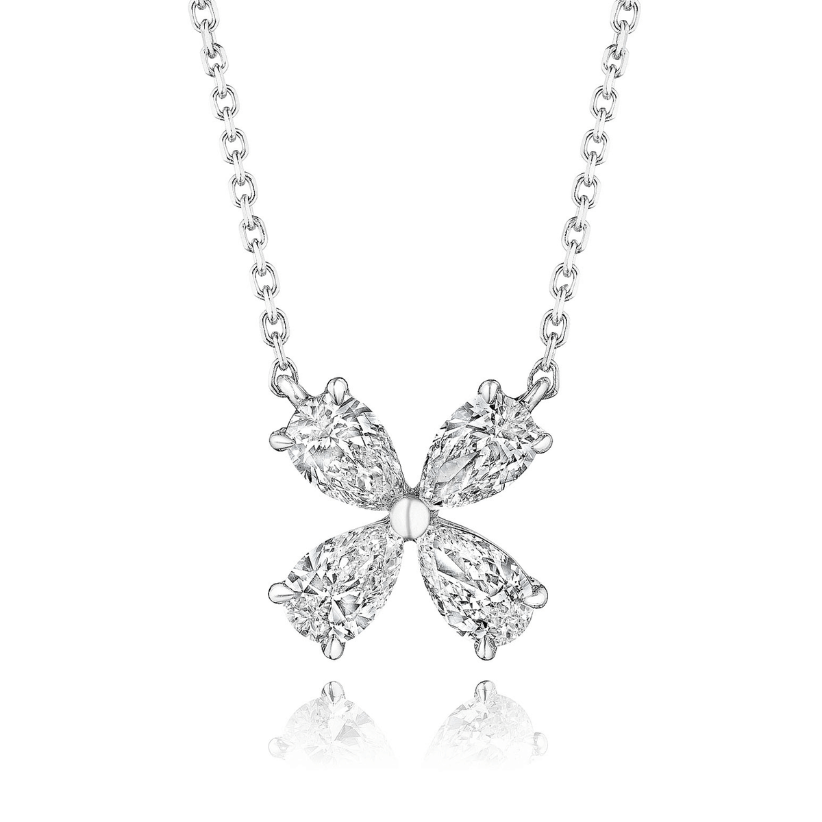 Hamilton Fleur 18k White Gold and Pear Shape Diamond 1.27 Total Weight 18 inch Necklace