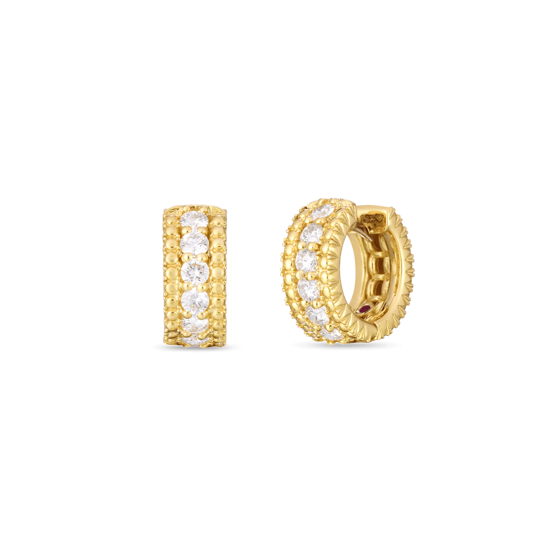 Roberto Coin Siena 18k Yellow Gold Diamond Huggy Hoop Earrings
