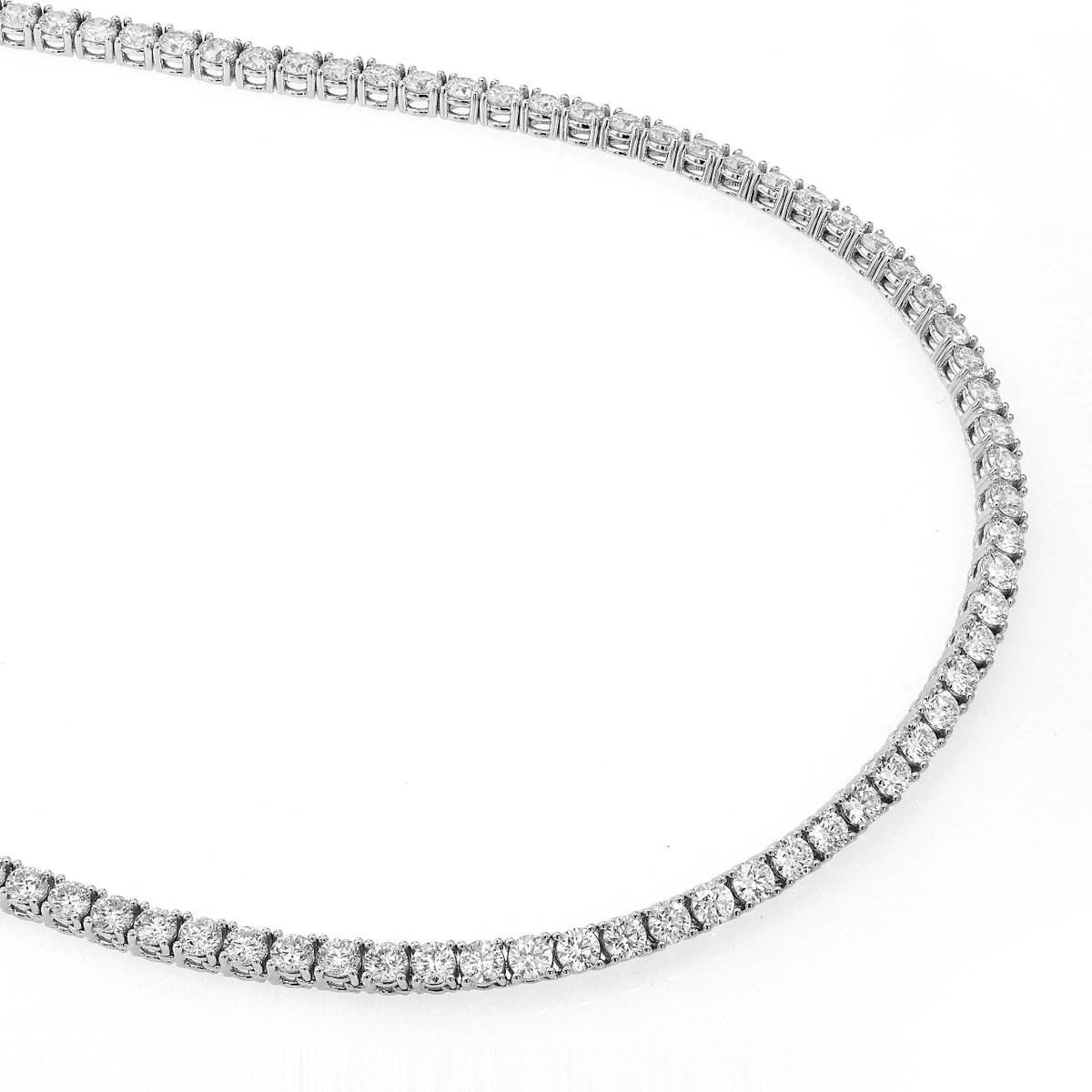Hamilton Line Collection 18k White Gold and 13.86 Total Weight Natural Diamond Line 17 Inch Necklace