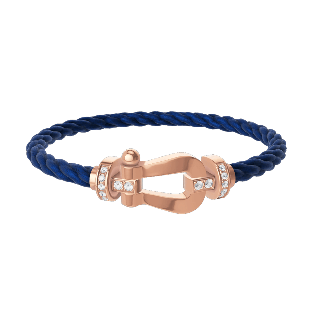 FRED Force 10 Navy Cord with 18k Rose Half Diamond LG Buckle, Exclusively at Hamilton Jewelers