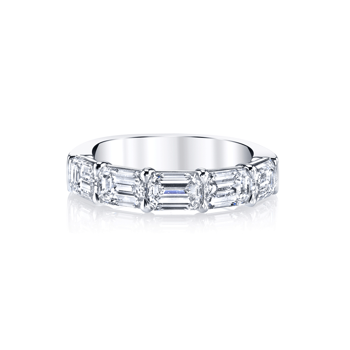Platinum and Emerald Cut Diamond 2.52 Total Weight Diamond Band