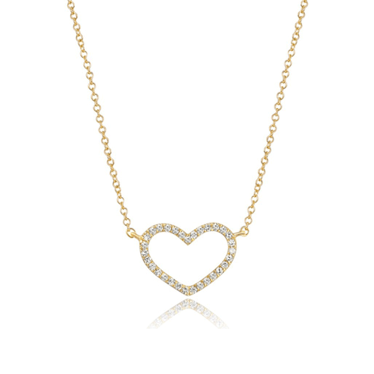 14k Yellow Gold Petite Diamond Heart Necklace