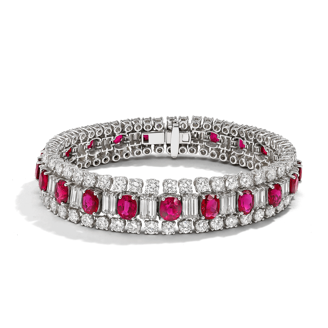 Hamilton Private Reserve Collection Platinum and 18.00 Total Weight Ruby and Diamond Bracelet