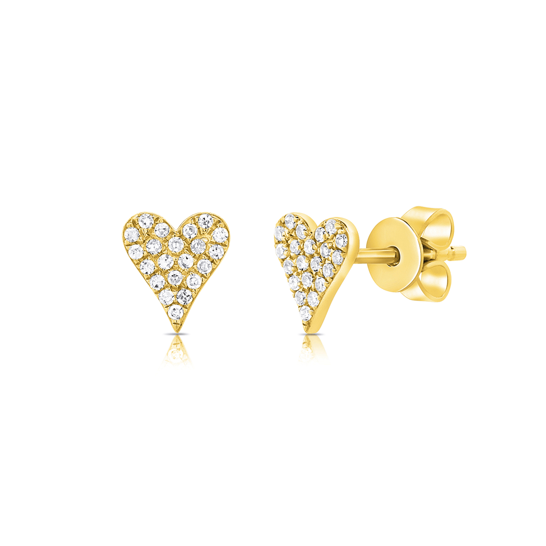 14k Yellow Gold .11 Total Weight Diamond Heart Studs