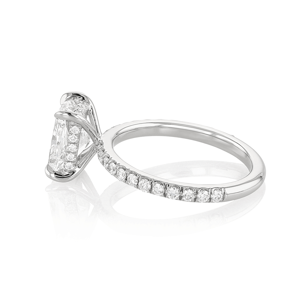 Hamilton Silhouette Collection Platinum and 2.01 Total Weight Cushion Cut Diamond Engagement Ring