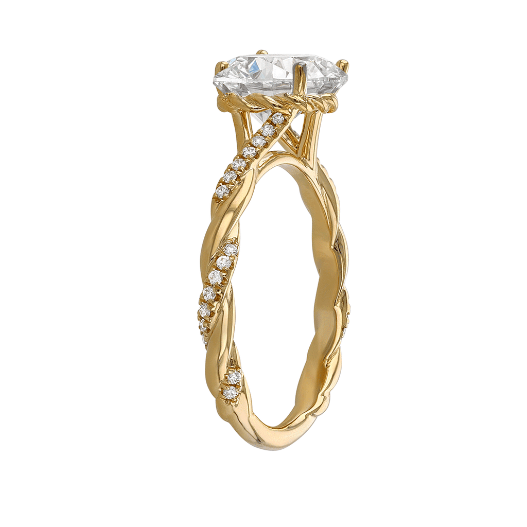 18k Yellow Gold and .12 Total Weight Half Twist Mounting Ring