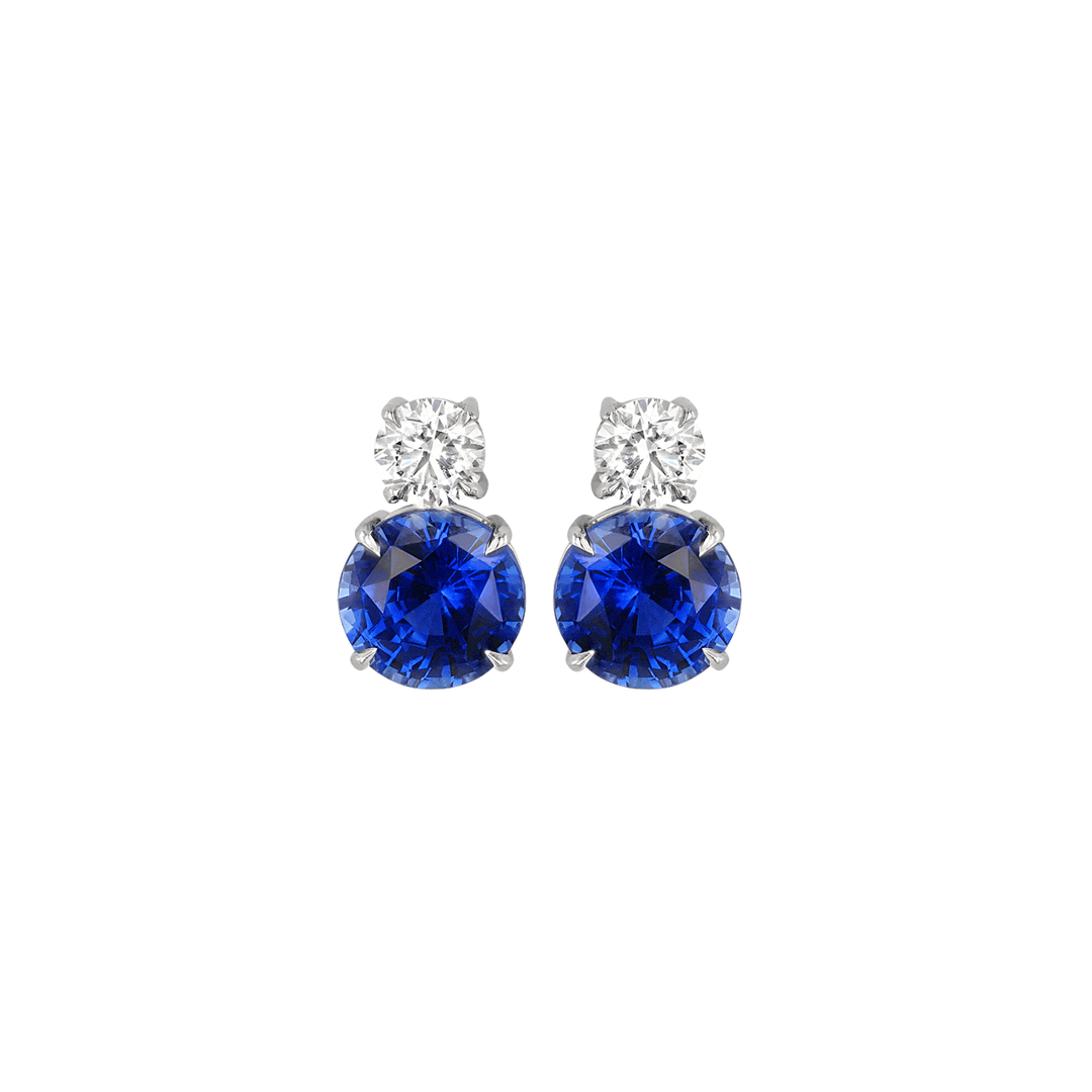 Platinum and Sapphire 10.83 Total Weight Earrings