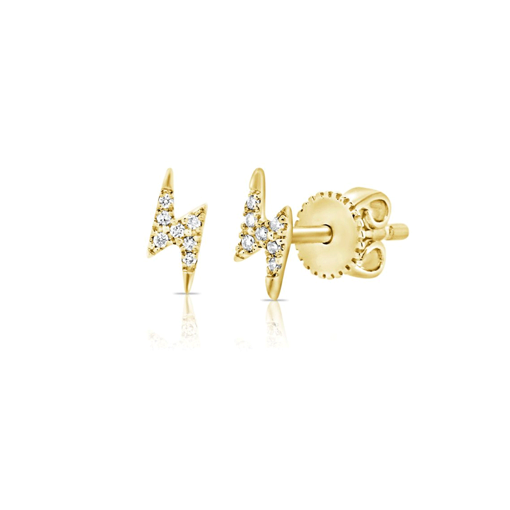 14k Gold .05 Total Weight Diamond Mini Bolt Studs