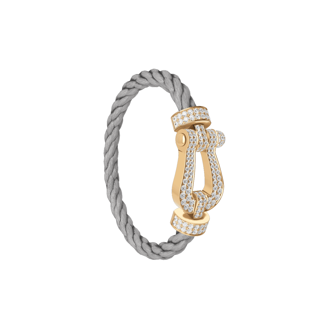 FRED Force 10 Steel Cable with 18k Yellow Gold Extra LG Full Pave Diamond Buckle, Exclusively at Hamilton Jewelers