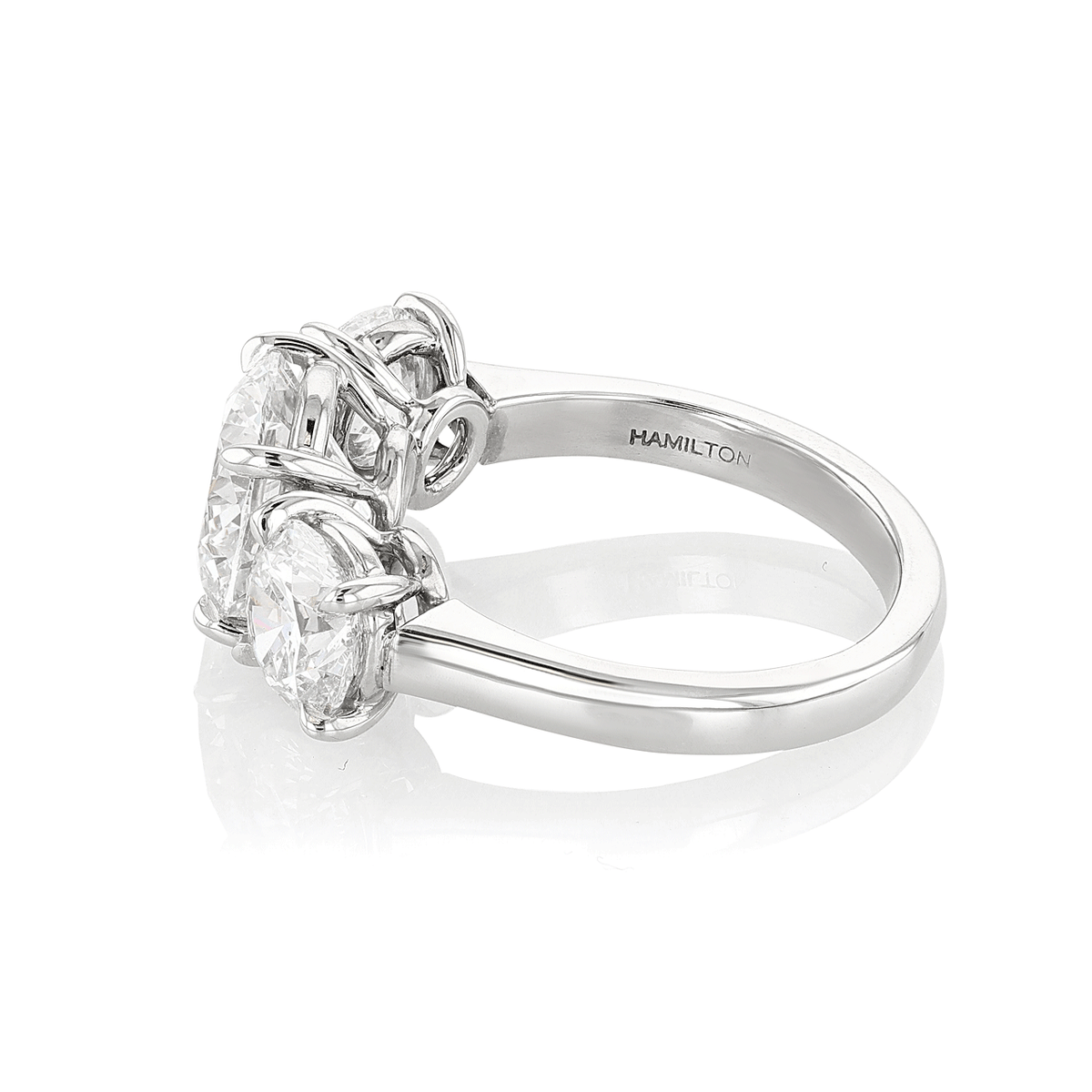 Platinum and 3.20 Total Weight Diamond Three Stone Ring