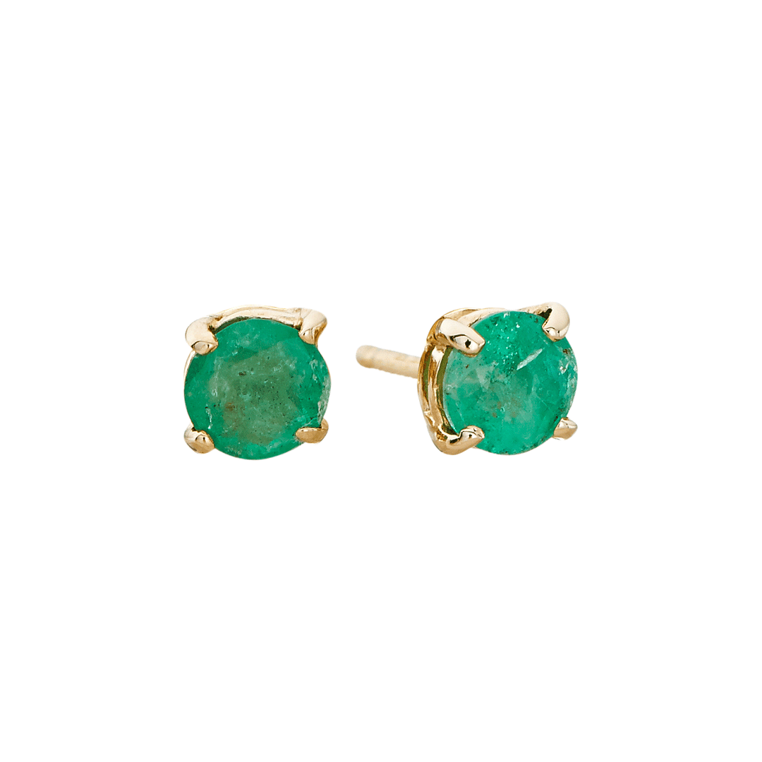 14k 5mm Emerald Birthstone May Stud Earrings
