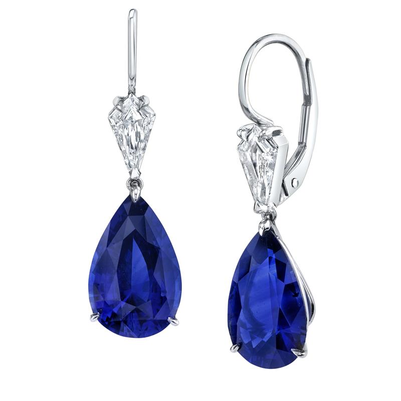 Private Reserve Ceylon Sapphire 12.61 Total Weight and Diamond Earrings