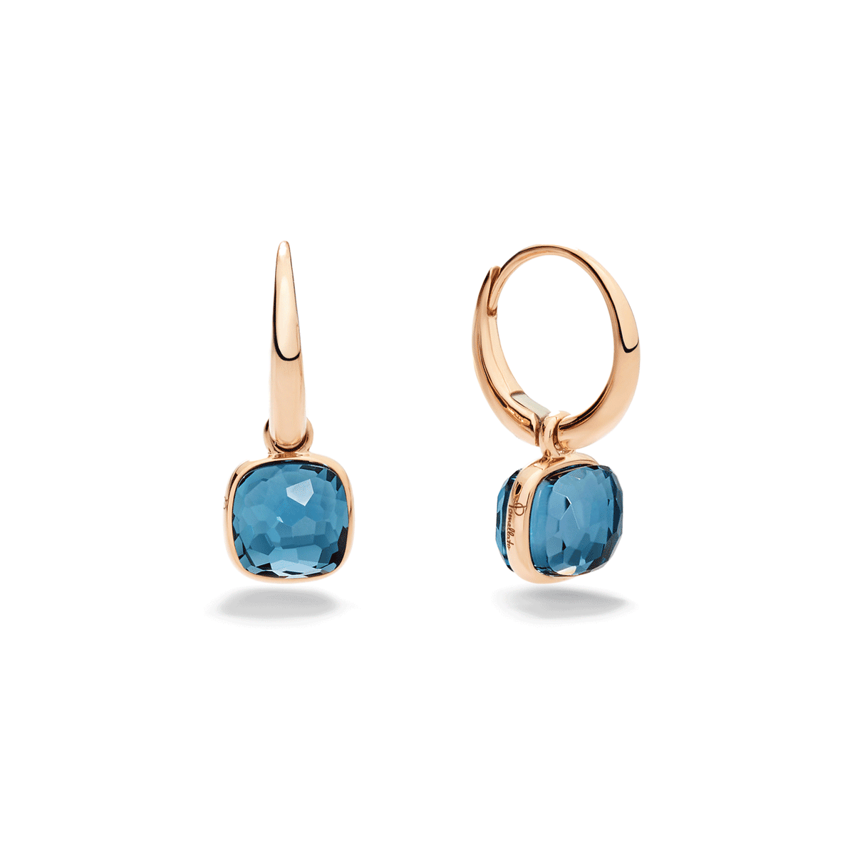 Pomellato Nudo 18k Rose Gold Blue Topaz Mini Earrings