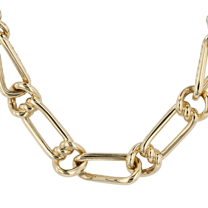 18k Yellow Gold and 6.50 Total Weight Diamond Link 16 Inch Necklace