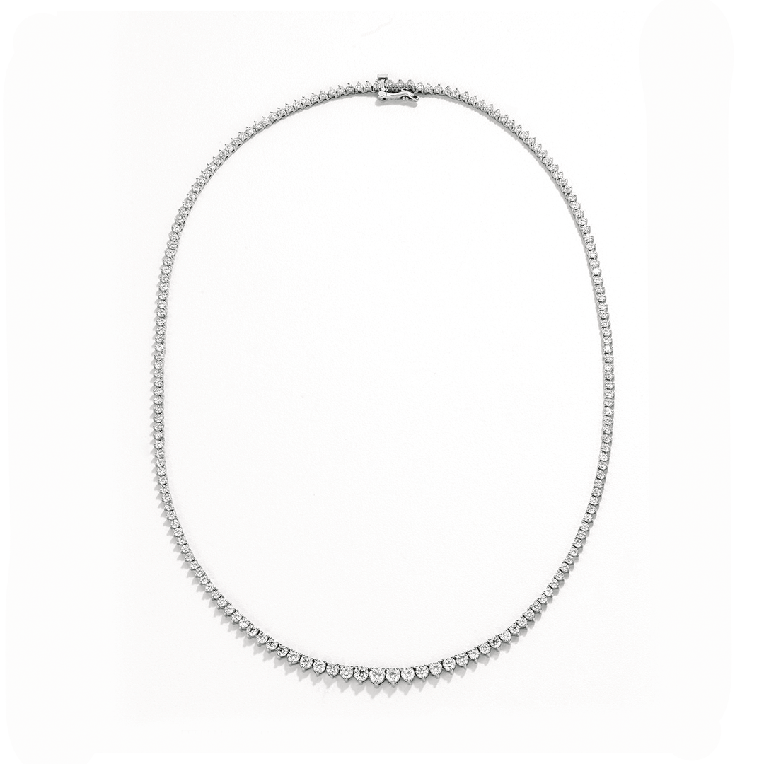 18k White Gold Riviera 6.82 Total Weight Diamond Riviera Necklace