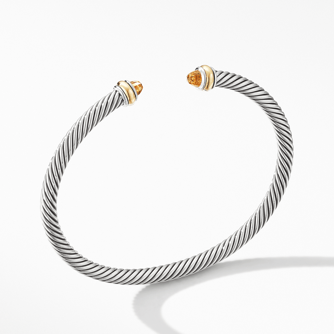 David Yurman Cable Classics Bracelet in Sterling Silver with Citrine and 18k Yellow Gold