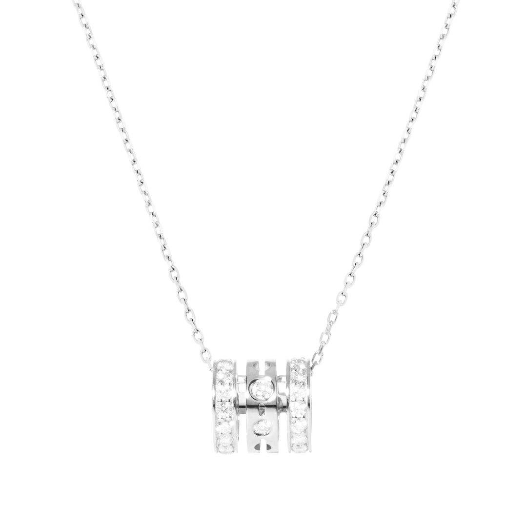 Dinh Van 18k White Gold Pulse .62 Total Weight Diamond Pendant