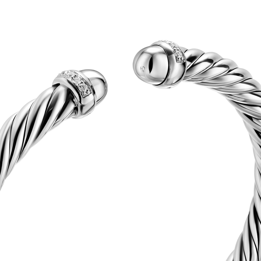 David Yurman Cable Flex® Bracelet Sterling Silver with Diamonds, 6mm Medium