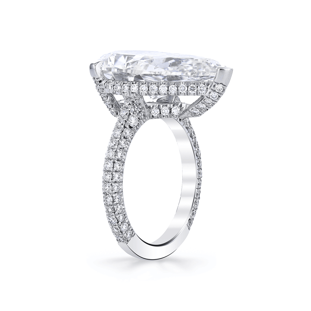 Platinum and 7.04 Total Weight Pear Shape Diamond Ring